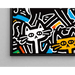 Pop Art-Gemälde – Stylisierte Katzen | Poster Bunte Stadtansicht im Stil von Keith Haring
