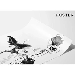Tableau design noir et blanc – Évanescence Florale | Poster Minimaliste Botanique Élégant | Affiche Contemporaine Fleur Transparente Style Épuré