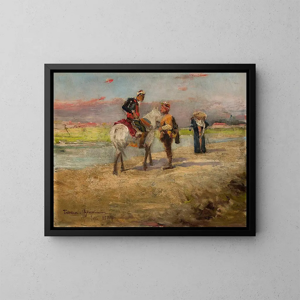 Szene im Orient auf einer Landschaft - Tadeusz Ajdukiewicz — gerahmtes Bild an der Wand