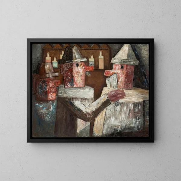 In un bar - Tadeusz Makowski — quadro incorniciato alla parete