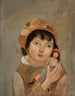 Kleine Mädchen mit Puppe - Tadeusz Makowski — Ansicht des Kunstwerks