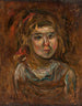 Kleine Mädchen mit rotem Band - Tadeusz Makowski — Ansicht des Kunstwerks