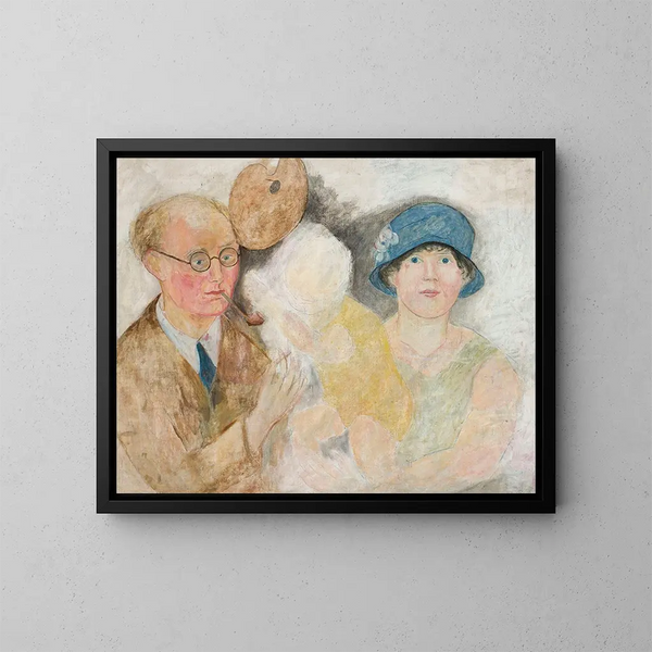 Portrait eines Malers und seiner Familie - Tadeusz Makowski — gerahmtes Bild an der Wand