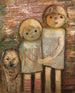 Zwei Kinder mit einem Hund - Tadeusz Makowski — Ansicht des Kunstwerks