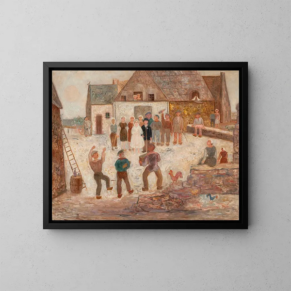 Hochzeitsfest in einem Dorf - Tadeusz Makowski — gerahmtes Bild an der Wand