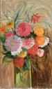 Zinnias und Astern in einem Glasgefäß - Tadeusz Makowski — Ansicht des Kunstwerks