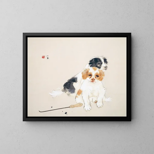 Am Kaminfeuer - Takeuchi Seihō — gerahmtes Bild an der Wand