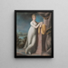 Portrait einer jungen Frau, die gegen ein Podest lehnt, mit einer Landschaft im Hintergrund - Teodoro Matteini — gerahmtes Bild an der Wand