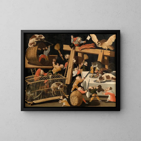 Tiere und stilisierte Figuren - Der Meister der Fruchtbarkeit des Eies — gerahmtes Bild an der Wand