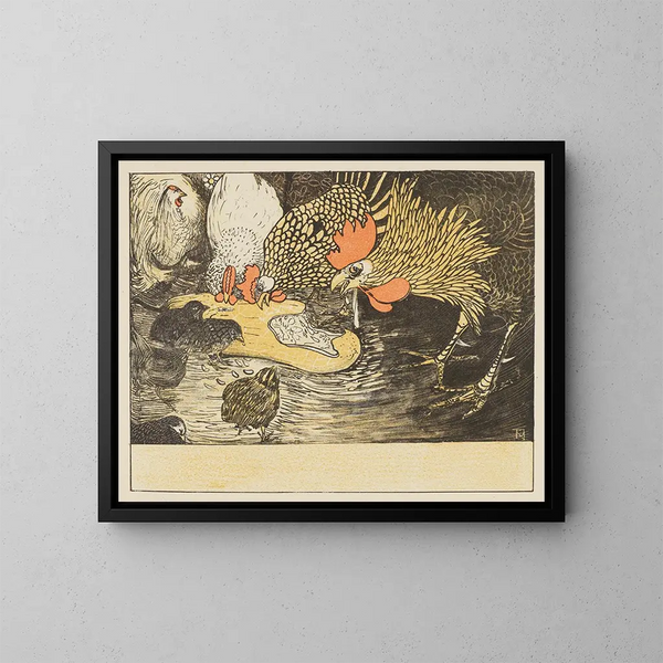 Poule et poussins - Theo van Hoytema — gerahmtes Bild an der Wand