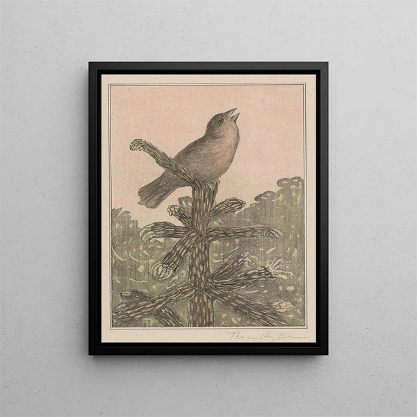 Theo van Hoytema - Zingende vogel op naaldboom.webp