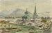 Vista posteriore della chiesa greca Sitka 1888 - Theodore J. Richardson — vista dell’opera