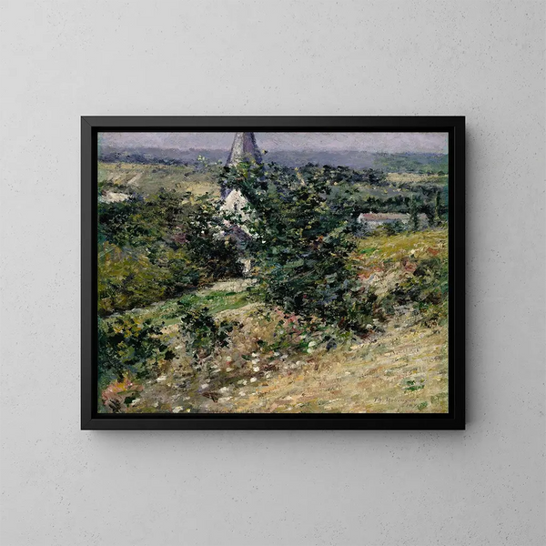 Alte Kirche in Giverny - Theodore Robinson — gerahmtes Bild an der Wand