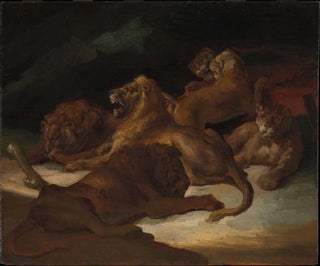 Thodore Gricault - Lions in a Mountainous Landscape.webp