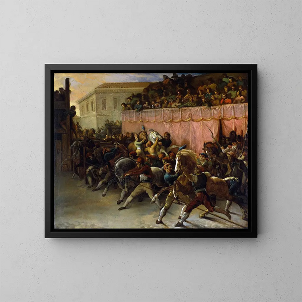 Corsa senza cavaliere a Roma - Théodore Géricault — quadro incorniciato alla parete