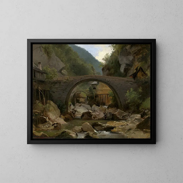 Bergbach in Auvergne - Théodore Rousseau — gerahmtes Bild an der Wand