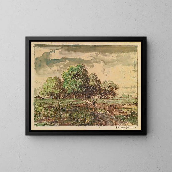 Rückkehr der Felder - Théodore Rousseau — gerahmtes Bild an der Wand
