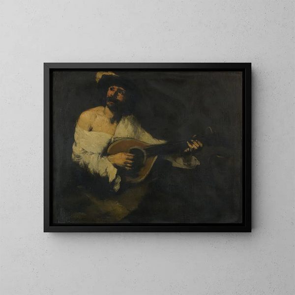 Der Mandolinenspieler - Théodule Ribot — gerahmtes Bild an der Wand