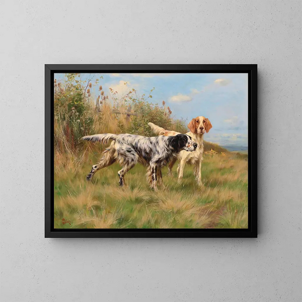Zwei englische Setter - Thomas Blinks — gerahmtes Bild an der Wand