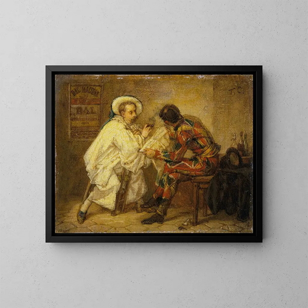 Arlecchino e Pierrot - Thomas Couture — quadro incorniciato alla parete