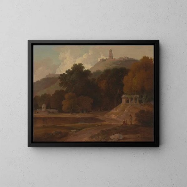 Landschaft mit Hügeln in Indien - Thomas Daniell — gerahmtes Bild an der Wand