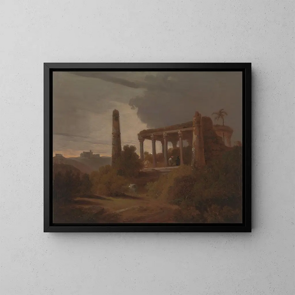 Landschaft Indien mit Tempelruinen - Thomas Daniell — gerahmtes Bild an der Wand