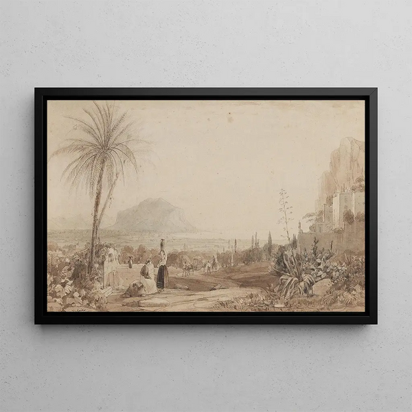Un chalet e una massa rocciosa - Thomas Ender — quadro incorniciato alla parete