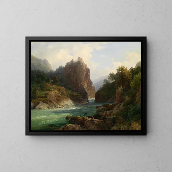 Vista sulla Zenoburg vicino a Merano - Thomas Ender — quadro incorniciato alla parete