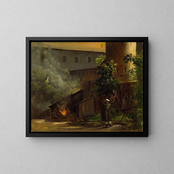 Seit einem Hof im Schloss Scharfenberg bei Dresden - Thomas Fearnley — gerahmtes Bild an der Wand