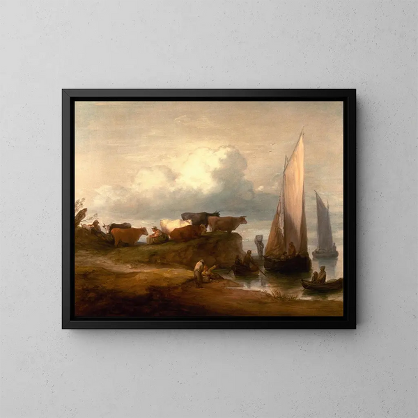 Ein Küstenlandschaft - Thomas Gainsborough — gerahmtes Bild an der Wand