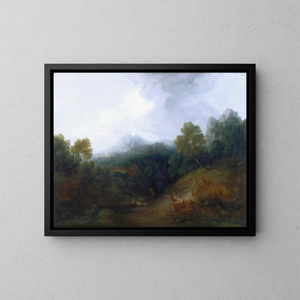 Landschaft mit einer Schafherde - Thomas Gainsborough — gerahmtes Bild an der Wand