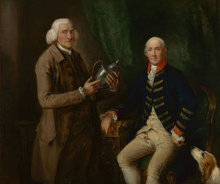 Thomas Gainsborough - Portrait of William Anne Hollis 4th Earl of Essex Presenting a Cup to Thomas Clutterbuck of Watfor.webp