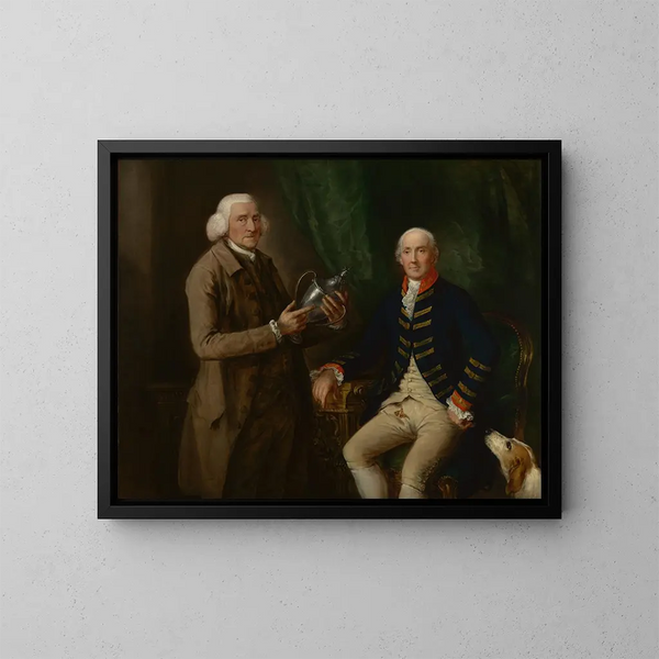Portrait von William Anne Hollis, 4. Earl of Essex, mit einer Schale an Thomas Clutterbuck von Watford - Thomas Gainsborough — gerahmtes Bild an der Wand
