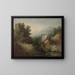 paesaggio boscoso roccioso con una valle e una cascata - Thomas Gainsborough — quadro incorniciato alla parete