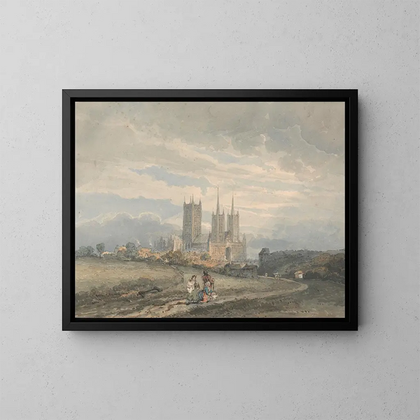 Kathedral von Lincoln - Thomas Girtin — gerahmtes Bild an der Wand