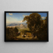 Vista della campagna umbra con Spoleto in lontananza e un pastore con il suo gregge in primo piano - Thomas Hartley Cromek — quadro incorniciato alla parete