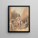 Mann und Kinder mit einer Drehorgel und einem Affen - Thomas Heaphy — gerahmtes Bild an der Wand