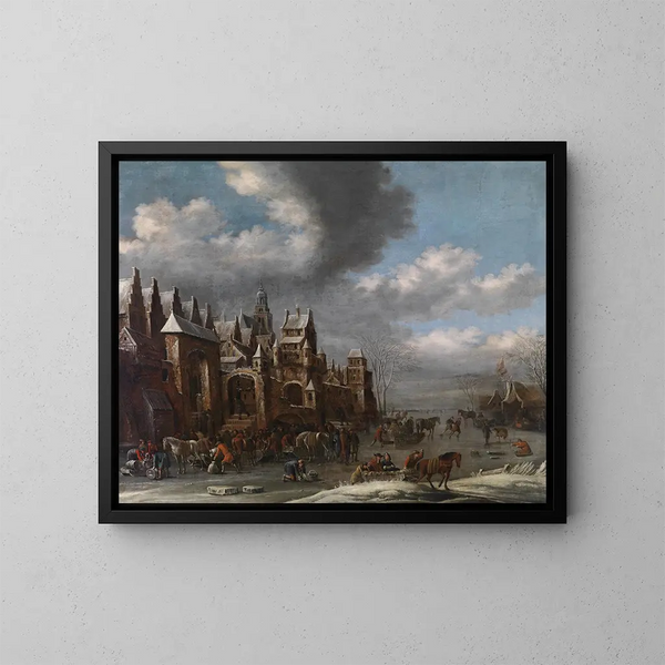 Winterlandschaft mit gefrorenen Ufern - Thomas Heeremans — gerahmtes Bild an der Wand