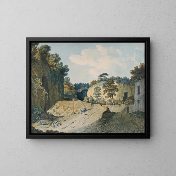 Una strada in un canyon vicino a Napoli - Thomas Jones — quadro incorniciato alla parete