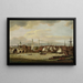 Merchant ships at the quay under the Old London Bridge with St Magnus the Martyr Church and Wren's Monument - Thomas Luny — framed artwork on a wall