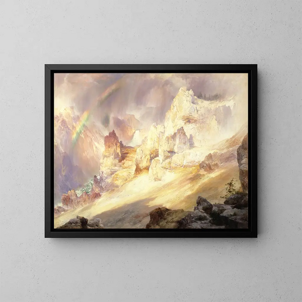 Arcobaleno sopra il Grand Canyon di Yellowstone - Thomas Moran — quadro incorniciato alla parete