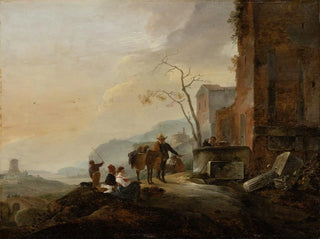 Thomas Wijck - Italian Landscape with Figures at a Fountain among Antique Ruins.webp