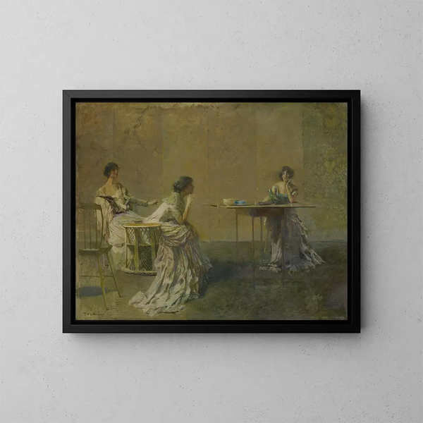 Der Klatsch - Thomas Wilmer Dewing — gerahmtes Bild an der Wand