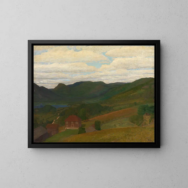 Landschaft mit einem alten Bauernhaus - Thorvald Erichsen — gerahmtes Bild an der Wand
