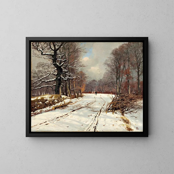 Winterlandschaft mit Wäldern bei Hillerd - Thorvald Niss — gerahmtes Bild an der Wand
