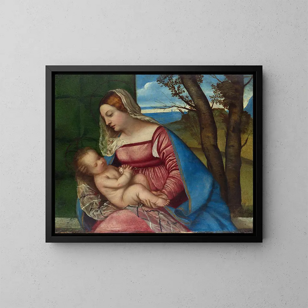 Vergine con Bambino - Tiziano — quadro incorniciato alla parete