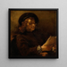 Titus van Rijn, the artist's son reading - Rembrandt van Rijn — framed artwork on a wall