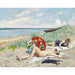 Riproduzione del dipinto To Piger og en Parapioggia giapponese sulla spiaggia di Hornbæk - Paul Fischer