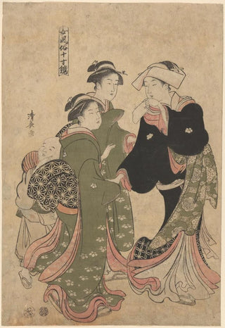 Torii Kiyonaga - Courtesan Followed by Shinso and Two Kamuro.webp