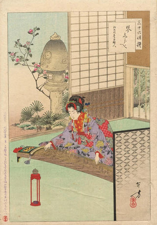 Toshikata Mizuno - Playing the Koyo A Lady from Nagoya of the Koka Era 184448 from the series Thirtysix Elegant Selections.webp